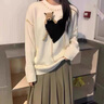 AEMAPE奶系溫柔風(fēng)別致立體小熊愛(ài)心毛衣男女寬松設(shè)計(jì)感小眾軟糯針織衫 米白色 均碼 (80-140斤拍) 曬單實(shí)拍圖