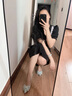 愛妮貓860-1高跟鞋尖頭蝴蝶結(jié)送女友閨蜜水晶伴娘婚鞋蝴蝶結(jié)細跟單鞋 銀色【8cm】 39 曬單實拍圖