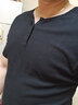 續點(diǎn)短袖t恤男 緊身亨利領(lǐng)純棉開(kāi)領(lǐng)黑色T恤男士修身運動(dòng)上衣服打底衫 黑色 XXXL 曬單實(shí)拍圖