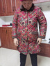 恰凡（QIAFAN）中老年女裝棉衣加絨加厚媽媽冬裝新款棉服中長款花棉襖奶奶外套女 棗紅色 XL  90-105斤左右 曬單實(shí)拍圖