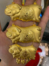曼舒愛(ài)黃金項鏈女豬排套鏈999永結同心金豬牌套裝大氣婚嫁系列 三金結婚 三只金豬約17.33克 曬單實(shí)拍圖