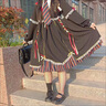 歐維沃全款魔法少女lolita小女巫煉金op洋裝秋冬洛麗塔萬(wàn)圣節服裝 黑色op+裙撐 送領(lǐng)帶徽章 s 95斤以下 曬單實(shí)拍圖