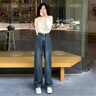 棉致闊腿牛仔褲女春秋季高腰寬松直筒復(fù)古顯瘦休閑褲子女士加厚 復(fù)古藍(lán)【C36不加絨高品質(zhì)】 L 105-115斤 曬單實(shí)拍圖