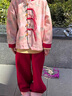 漢唐貝貝男童唐裝漢服中式國風(fēng)兒童裝春秋款演出服男孩外套表演服國潮古裝 紅色-套裝 120cm 曬單實(shí)拍圖