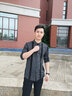 杰遜斯白色襯衫短袖男夏季冰絲修身痞帥英倫風(fēng)襯衣男潮流發(fā)型師潮裝衣服 黑色（CS350） XL （120-135斤） 曬單實(shí)拍圖