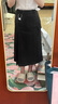 自巧（ZIQIAO）小個(gè)子黑色高腰工裝半身裙女2023秋冬新款顯瘦開(kāi)叉中長(cháng)裙子 炭灰色 S （3碼） 曬單實(shí)拍圖