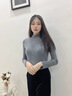 Amerpin國際一線(xiàn)品牌羊絨衫女100%山羊絨半高領(lǐng)內搭修身顯瘦打底衫冬新款 灰色（國際倉發(fā)貨+禮盒） L 【105-115斤】 曬單實(shí)拍圖