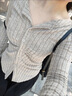 矜持范純風翻領長袖針織衫女秋季韓版2025新款修身顯瘦褶皺設計感上衣 杏色 S 8095斤 曬單實拍圖
