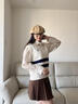 LAGOGO黑白撞色條紋無(wú)袖針織衫女拉谷谷春季新款V領(lǐng)簡(jiǎn)約背心馬甲 白黑(VW) S 曬單實(shí)拍圖
