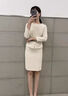 AEMAPE西裝連衣裙女2025春秋新款感氣質(zhì)高端職業(yè)正裝時(shí)尚修身顯瘦裙 米白色連衣裙(贈送腰帶) M (適合90-98斤) 曬單實(shí)拍圖