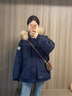 舒芳蝶（shufangdie）加厚羽絨棉服女2025冬季新款韓版休閑寬松大毛領(lǐng)棉衣棉襖保暖外套 藏青色 M 曬單實(shí)拍圖