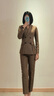 AD咖色職業(yè)裝女西裝槍駁領(lǐng)雙排排扣西服外套干練正裝職場女裝 單件西裝 S 曬單實拍圖