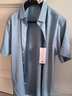 杉杉（FIRS）含桑蠶絲短袖襯衫男2025夏季新款中青年純色商務(wù)通勤半袖襯衣249 淺藍 43 曬單實(shí)拍圖