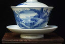 百弘 柴窯青花康熙山水大蓋碗茶杯 景德鎮陶瓷茶具手繪三才杯泡茶碗 曬單實(shí)拍圖