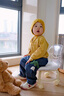 幼歌（YOUGE）嬰幼兒全棉森系毛衣開(kāi)衫2024春季新款兒童上衣潮 鵝黃 90 cm 曬單實(shí)拍圖