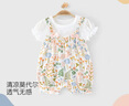 優(yōu)奇女寶寶衣服夏季短袖薄款爬服假兩件背帶小公主哈衣夏裝嬰兒連體衣 愛(ài)麗絲花園 73cm 曬單實(shí)拍圖