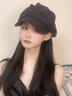 蘇木佰帽子女春秋褶皺貝雷帽顯臉小云朵帽百搭素顏包頭帽大頭圍八角帽 黑色【春秋款】褶皺立體顯臉小 可調節（54~60cm） 曬單實(shí)拍圖