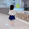 靚貝城堡女童連衣裙夏裝2025新款兒童運動套裝裙子夏季女孩寶寶公主裙衣服 白色 120碼適合身高105-115厘米 曬單實拍圖