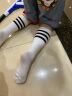 儿童中筒袜女童男童白色条纹袜宝宝足球袜长袜运动袜春夏学生袜子 白底黑条纹（不过膝款） 35cm(4-9岁) 晒单实拍图
