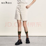 謎底短褲女士2024夏季新品簡約通勤高腰百搭棉彈直筒褲242MK0610 淺卡其 M 曬單實拍圖