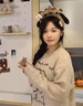 燦圖韓系潮流可愛小狗立體毛衣服女春秋季寬松慵懶針織衫百搭軟糯上衣 灰色 均碼 曬單實(shí)拍圖