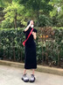 皮爾卡丹（pierre cardin）法式赫本風黑色緊身包臀連衣裙子女裝2025新款夏季高級感辣妹長裙 黑色【不開叉款】 S 40/45kg 曬單實拍圖