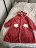 迪士尼女童睡袍兒童睡衣草莓熊浴袍秋冬珊瑚絨法蘭絨家居服加絨厚 睡袍草莓熊 莓紅340g加厚舒棉絨 160 曬單實(shí)拍圖