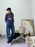 TOMMY JEANS【美式復(fù)古】女裝純棉經(jīng)典潮流拼色大口袋牛仔背帶褲19637 牛仔藍1A5 S 曬單實拍圖