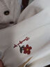 真維斯（Jeanswest）長(cháng)袖t恤打底衫女裝秋冬季新款雙面絨上衣服立領(lǐng)保暖衣純色內搭女 白色 一朵小紅花_K_左領(lǐng)角 M 曬單實(shí)拍圖