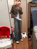 gxmy男模穿搭短款墊肩夾克外套男裝三件套感痞帥男生酷帥穿搭套裝 【皮衣三件套】棕外套+黑T恤+牛 XL 曬單實(shí)拍圖