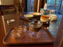 美斯尼 玻璃茶具泡茶壺手抓壺茶壺套裝功夫花茶壺加厚耐熱木鈕防燙泡茶壺分茶器帶過濾蓋碗居家辦公泡茶器 透明色 一壺二杯 曬單實拍圖