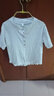 啄木鳥(niǎo)2025年新款棉短袖T恤女豎條紋仿棉麻上衣夏季寬松顯瘦半袖襯衫 白色  XL 110-125斤左右 曬單實(shí)拍圖
