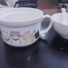 海燕之天 日式浮雕陶瓷卡通可愛(ài)泡面碗大號帶蓋學(xué)生餐具飯盒面杯碗筷勺套 淘氣貓(帶把手） 曬單實(shí)拍圖