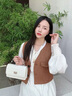 CAHOE KULLO包包女包2025年新款輕奢侈女士斜挎包小方包菱格單肩包時(shí)尚品牌 米白色-CK生日禮物送女友 曬單實(shí)拍圖