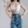 浪莎（LangSha）乳膠內衣女小胸顯大聚攏調整型收副乳無(wú)鋼圈少女文胸蕾絲撞色乳罩 MWY魅卡蘭黛-藏藍色 M 70AB/32AB 曬單實(shí)拍圖