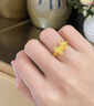 百泰首飾（BATAR JEWELLERY）生日禮物黃金戒指999足金花絲雙層蝴蝶結(jié)鏤空蝴蝶活口金戒指 3.70g 曬單實(shí)拍圖