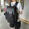 梵者新款單肩包男休閑通勤背包大容量旅行電腦包初高中學(xué)生書(shū)包男潮流 黑色 曬單實(shí)拍圖