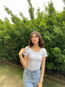 嘉麗薇短袖t恤女夏季新款內(nèi)搭純色緊身打底修身顯瘦百搭洋氣ins圓領上衣 經(jīng)典圓領-白色 L （建議100-112斤） 曬單實拍圖