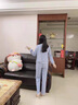 莫代爾(三件套)帶胸墊睡衣女春秋夏季長袖可外穿背心家居服薄款甜美套裝 310LA 純色三件套 灰藍(lán) 【帶胸墊 M/80-100斤 曬單實(shí)拍圖