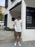BJHG不計后果 夏季重磅純棉五分袖男生潮牌基礎(chǔ)款體恤情侶裝T恤半袖女 奶昔白 L 曬單實拍圖