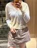 伊芙麗（eifini）【商場(chǎng)同款】伊芙麗通勤百搭毛針織開(kāi)衫女2023秋季新款1E8231371G 淺黃 M 160/85CM 曬單實(shí)拍圖