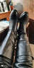 一腳蹬 全牛皮馬靴男 騎士閱兵靴 保暖毛皮馬丁靴 長(cháng)筒男士摩托真皮靴切爾西靴 高筒棕黑色07211 黑色無(wú)絨 41 曬單實(shí)拍圖