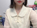 AEMAPE2025年新款早春裝中式盤扣上衣娃娃領長袖雪紡襯衫女士小衫 杏色 S 建議80-100斤 曬單實拍圖