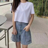 別語(yǔ)寬松短袖t恤女短款露臍夏季新款韓版純色潮流上衣 白色 M (95-112斤) 曬單實(shí)拍圖