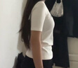 太平鳥(niǎo)夏季U型領(lǐng)針織衫短袖T恤女修身打底衫低領(lǐng)上衣* 白色 S 曬單實(shí)拍圖