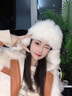 慕瓊（MUQIONG）帽子女冬季加厚保暖帽毛絨護耳帽可愛(ài)針織北方防寒長(cháng)白山滑雪 模特款-仿狐貍毛 均碼(50-62)cm 曬單實(shí)拍圖