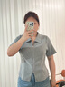 芮鴿大碼短袖t恤女開叉上衣2025新款春秋胖mm女裝修身顯瘦高級感 迷霧灰 2XL 曬單實拍圖