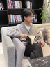 衣然呈品毛衣男士秋冬季新款潮流開衫cleanfit韓版寬松慵懶風(fēng)針織衫外套男 灰色 L【建議120-135斤】 曬單實(shí)拍圖