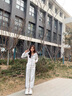 翊尚美運(yùn)動褲女秋季2025新款休閑闊腿褲女高腰寬松條紋顯瘦棉質(zhì)美式衛(wèi)褲 白灰色【升級抗起球款】 XL【適合126-145斤】 【活動中】 曬單實(shí)拍圖