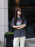 POUM美式短袖t恤男女士夏季潮流寬松內搭休閑涼感純棉上衣PH14深灰XL 曬單實(shí)拍圖